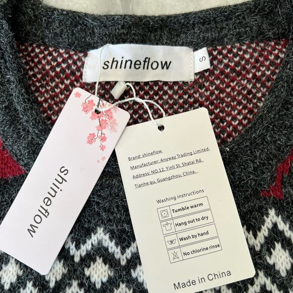 Shineflow Fair Isle Ugly Christmas Sweater Reindeer Holiday Tunic Festive Snow-S - Picture 4 of 7